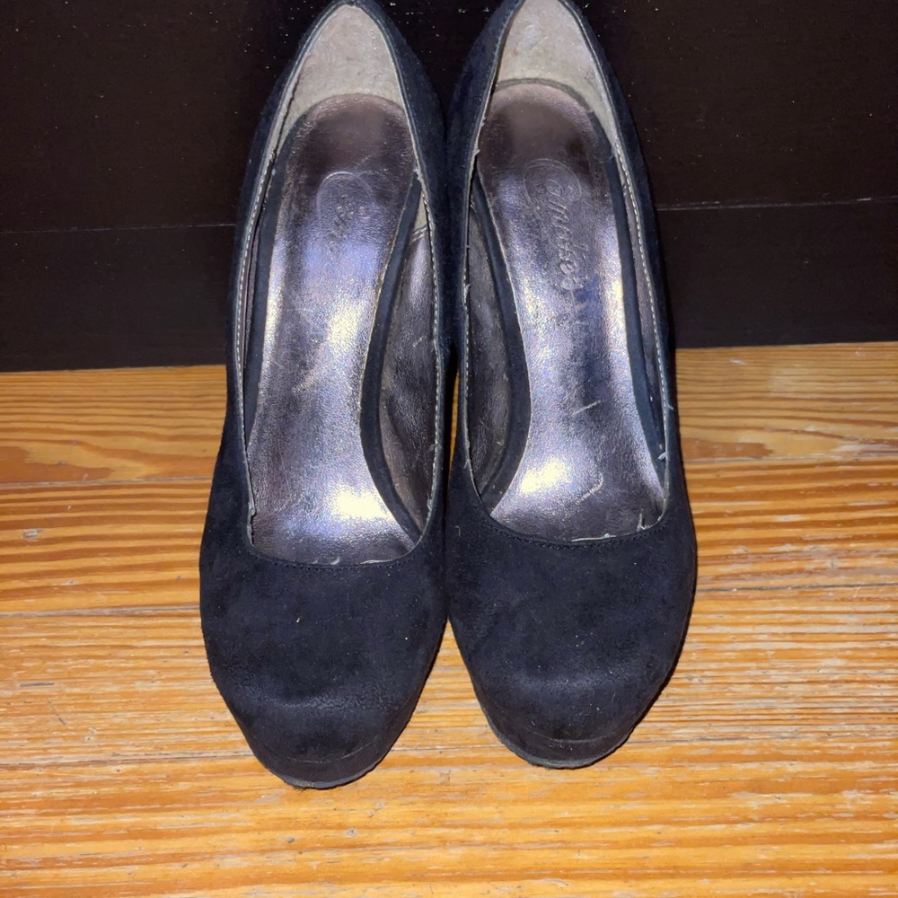 Candies black suede heels